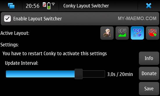 Conky Layout Switcher for Nokia N900 / Maemo 5