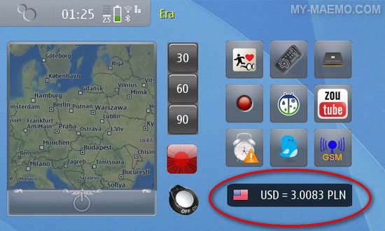 Currency Exchange Widget for Nokia N900 / Maemo 5