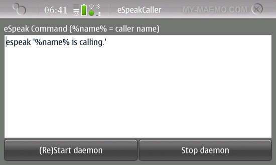eSpeak Caller for Nokia N900 / Maemo 5
