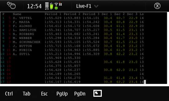 Live-F1 for Nokia N900 / Maemo 5