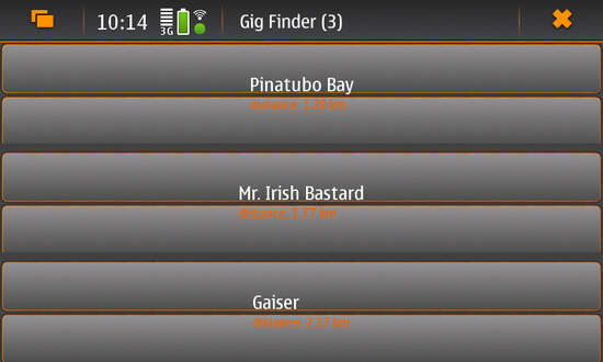 gigfinder for Nokia N900 / Maemo 5