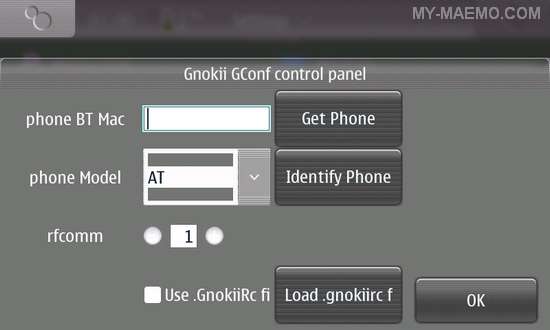 Gnokii-conf for Nokia N900 / Maemo 5