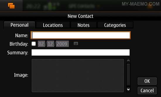 GPE Contacts for Nokia N900 / Maemo 5