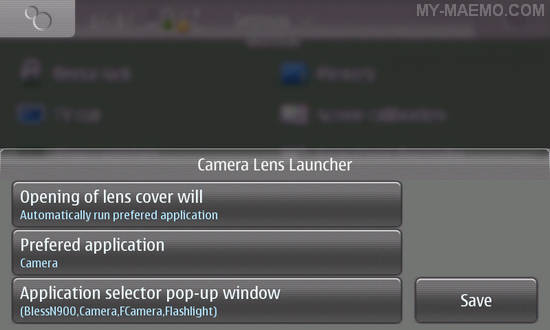 Camera Lens Launcher for Nokia N900 / Maemo 5