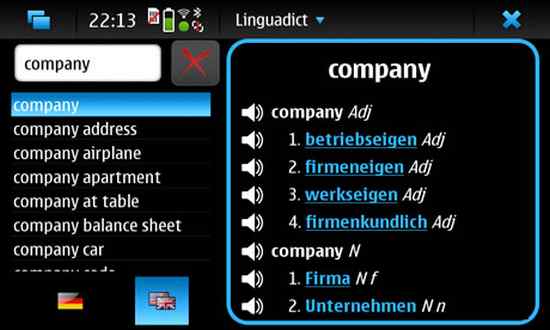 Linguadict German-English for Nokia N900 / Maemo 5