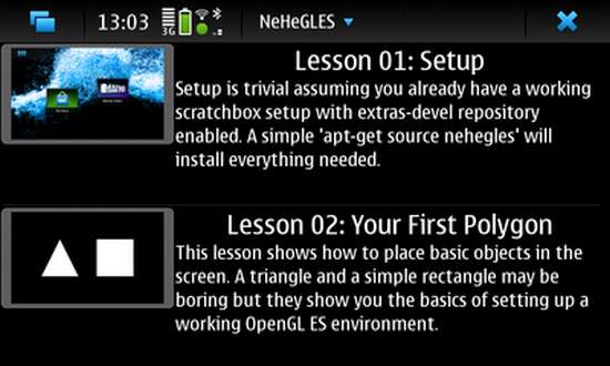 NeHeGLES for Nokia N900 / Maemo 5