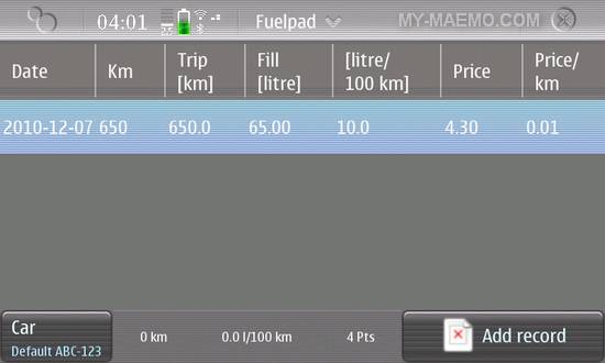 PyFuelpad for Nokia N900 / Maemo 5