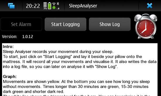 SleepAnalyser for Nokia N900 / Maemo 5