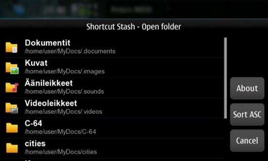 Shortcut Stash for Nokia N900 / Maemo 5