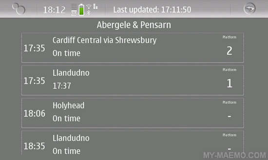 UK Train Planner for Nokia N900 / Maemo 5