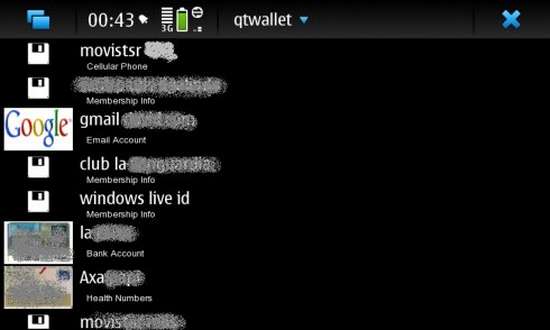Wallet for Nokia N900 / Maemo 5