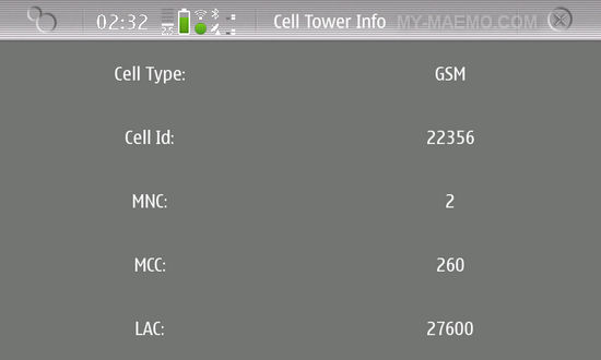 Tower Cell Info for Nokia N900 / Maemo 5