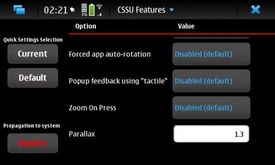 CSSU Features Configuration for Nokia N900 / Maemo 5