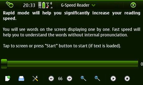 G-Speed-Reader for Nokia N900 / Maemo 5