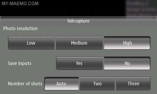 HDRcapture for Nokia N900 / Maemo 5