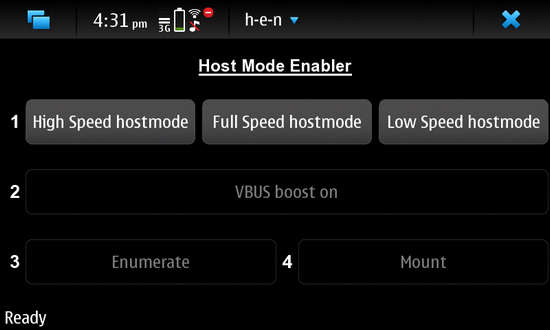 H-E-N (USB Hostmode GUI) for Nokia N900 / Maemo 5