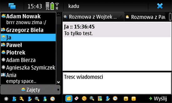 Kadu for Nokia N900 / Maemo 5