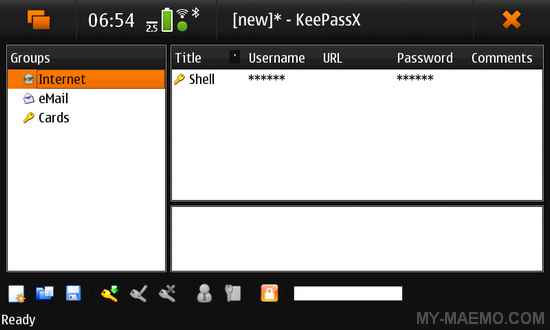 KeePassX for Nokia N900 / Maemo 5