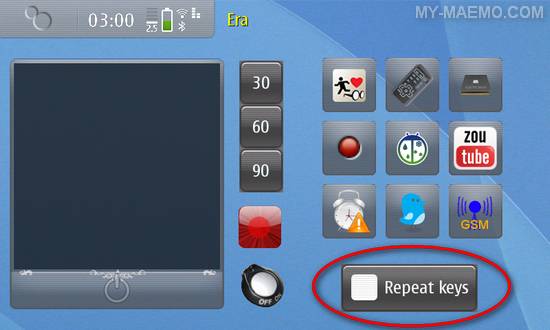 Keyboard Repeat Switcher Desktop Widget for Nokia N900 / Maemo 5