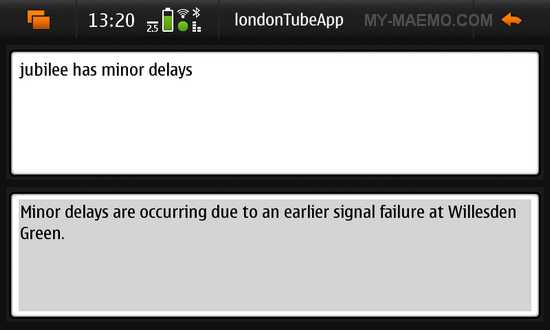 London Tube Status App for Nokia N900 / Maemo 5
