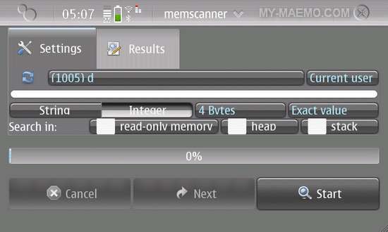 Memscanner for Nokia N900 / Maemo 5