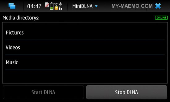 DLNA Server for Nokia N900 / Maemo 5
