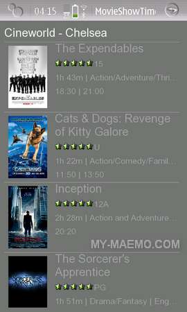 Movie Finder for Nokia N900 / Maemo 5