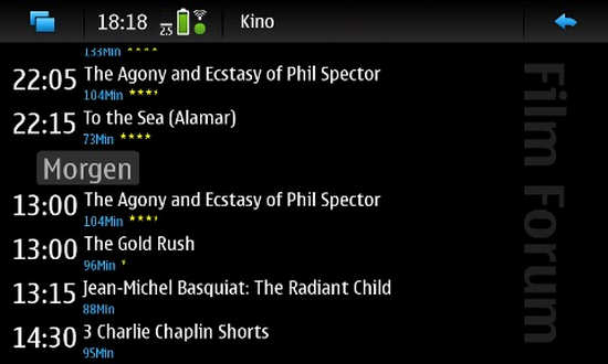 MovieSchedule for Nokia N900 / Maemo 5