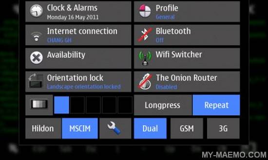 MSCIM Switcher Status for Nokia N900 / Maemo 5