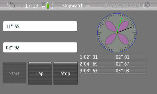 Stopwatch for Nokia N900 / Maemo 5