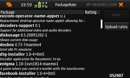 PackageRate for Nokia N900 / Maemo 5