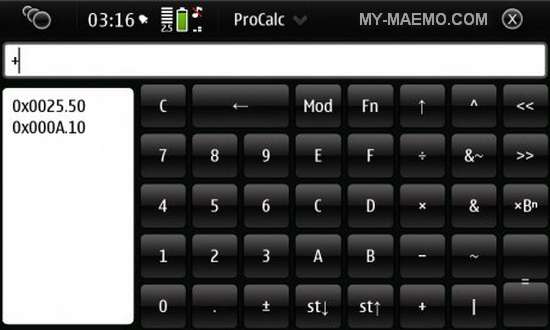 ProCalc for Nokia N900 / Maemo 5