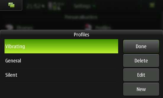 ProfilesX Extended Profiles Manager for Nokia N900 / Maemo 5