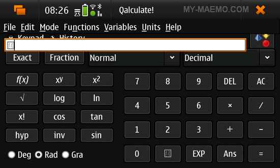 Qalculate for Nokia N900 / Maemo 5