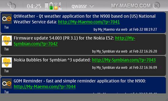 QWassr for Nokia N900 / Maemo 5