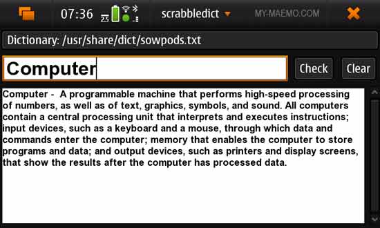 Scrabbledict for Nokia N900 / Maemo 5