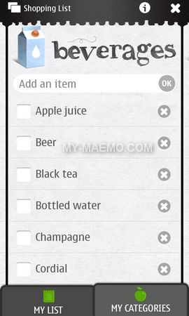 Shopping List for Nokia N900 / Maemo 5