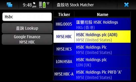 Stock-Matcher for Nokia N900 / Maemo 5