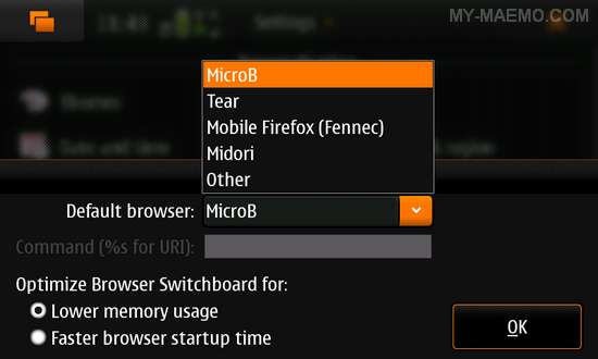 Browser Switchboard for Nokia N900 / Maemo 5