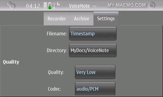 VoiceNote for Nokia N900 / Maemo 5