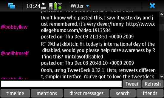 Witter for Nokia N900 / Maemo 5