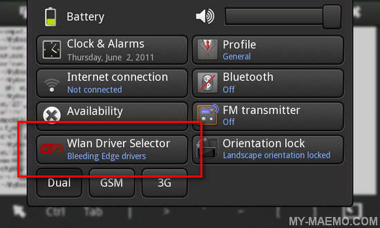 WLAN Driver Selector Applet for Nokia N900 / Maemo 5